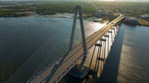 aerial view of the Arthur Ravenel Jr. bridge in South Carolina