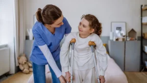 nurse helping injured child